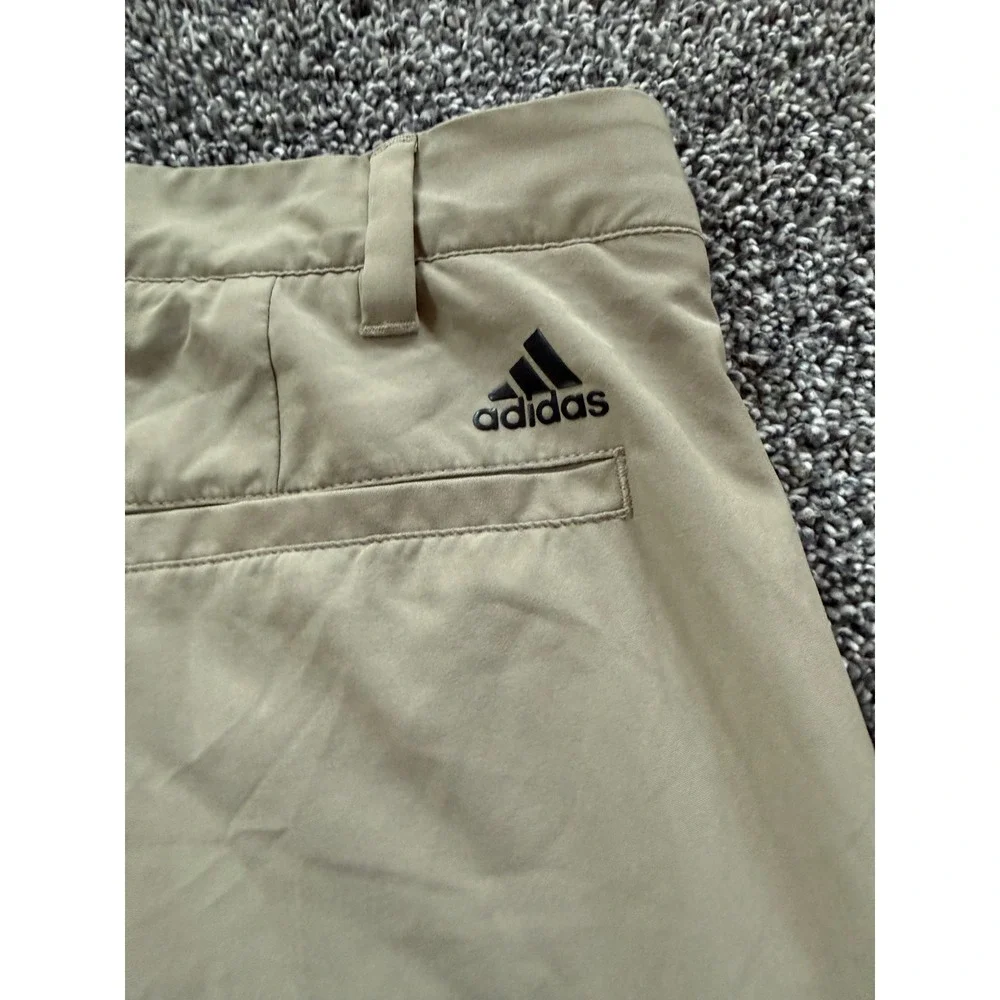Adidas Golf Pants Mens 32x32 Khaki Tan Flat Front Performance Stretch Trousers